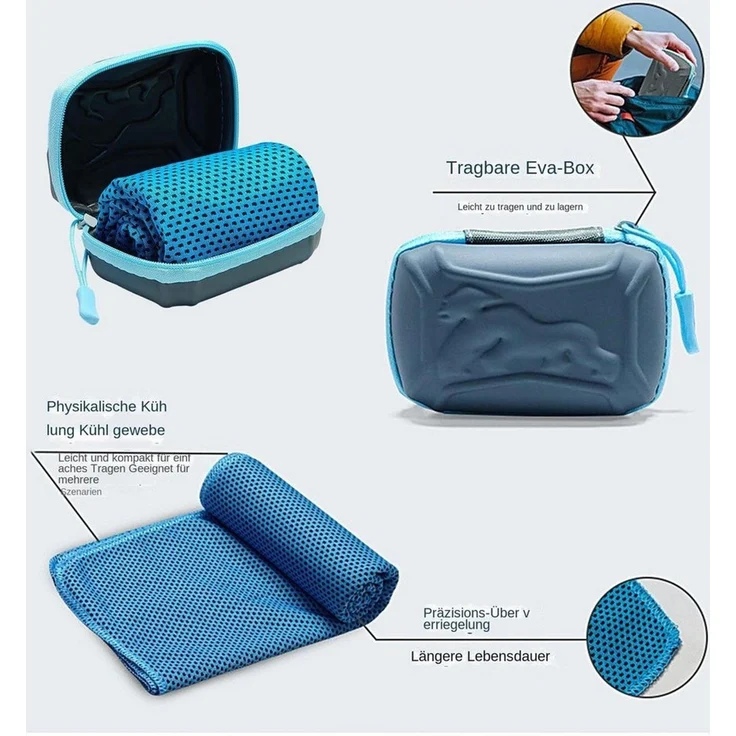 Diwzbyn Sporthandtuch Kühltuch Mit Aufbewahrungsbox,Kühlendes Handtuch, (5-St), Kühltücher Für Den Nacken,Cooling Towel,Schnelltrocknende Kühlhandtuch – Bild 3