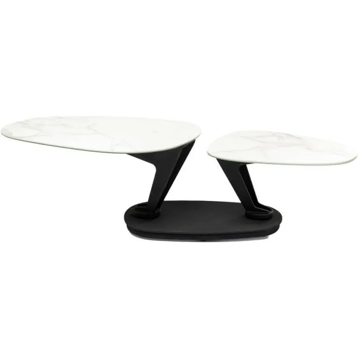 Kare Design Couchtisch Franklin, Weiß, Wohnzimmertisch, Beistelltisch, Stahlgestell, Keramik Nutzfläche, 41 x 150 x 60 cm (H/B/T)