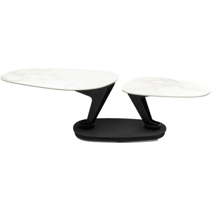 Kare Design Couchtisch Franklin, Weiß, Wohnzimmertisch, Beistelltisch, Stahlgestell, Keramik Nutzfläche, 41 x 150 x 60 cm (H/B/T) – Bild 1