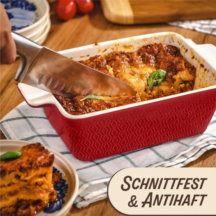 Praknu Auflaufform Auflaufform Keramik Rot für 2 Personen - Extra Hoher Rand - Für – Für, Porzellan - Keramik, (1-St), Für 2 Personen Lasagne, Tiramisu & Auflauf - Hoher Rand - Eckig – Bild 2