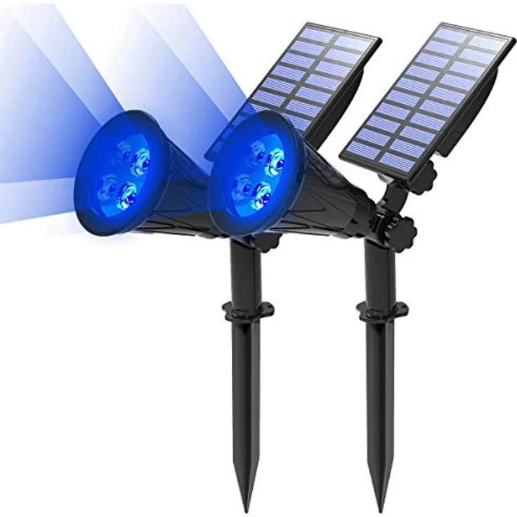 T-SUN 2 Stück LED Solarleuchten, 2-in-1 Wasserdichtes Design, 250 Lumen output, 2 Beleuchtungsmodi, IP65 Sicherheitsbeleuchtung für Garten, Hof und Wege – Bild 1