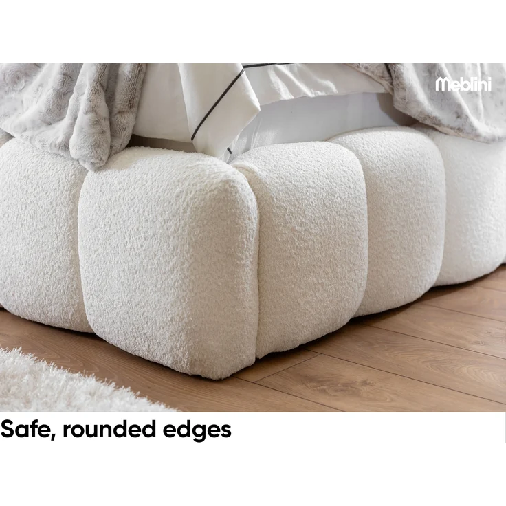 MEBLINI Polsterbett 200x200 mit Lattenrost mit Matratze - CARLOS - Grau Boucle - Bubble Bett - Cloud Bett - Marshmallow Bed - Kopfteil Bett mit Stauraum – Bild 3