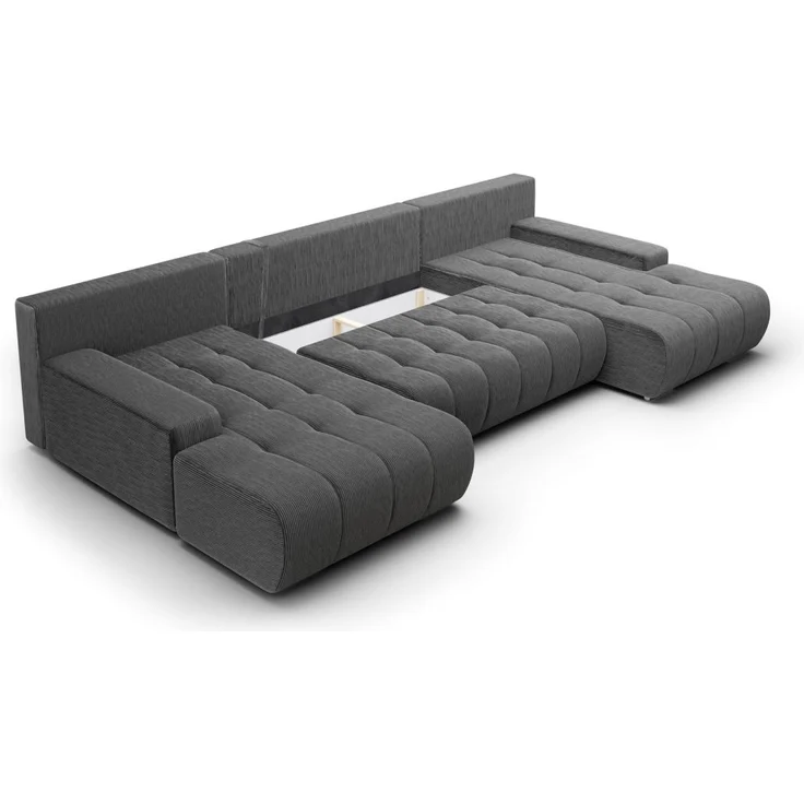 Wohnlandschaft Sofa mit Schlaffunktion VOGAR Stoff Poso Dunkelgrau – Bild 3