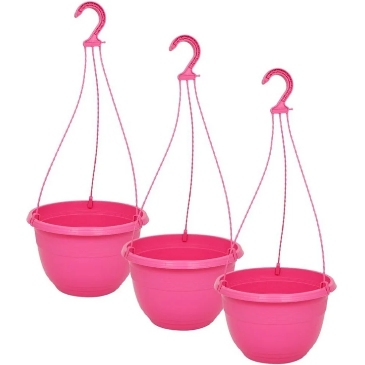 Heimwerkercenter Blumentopf MePla - 3 Stück Ampel ORION - UV-beständiger Blumenampel ø25cm - Pink – Bild 1