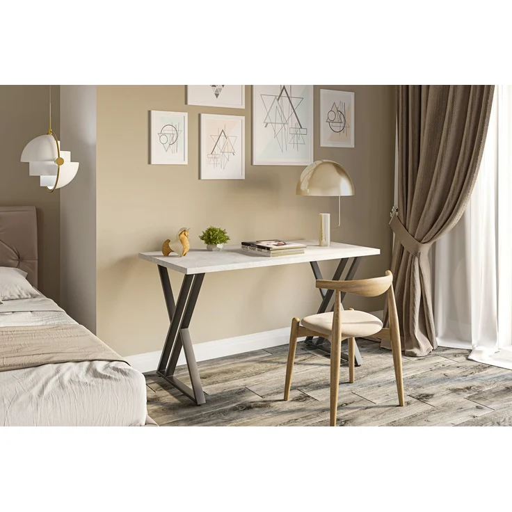 Shefa Esstisch New York 120 cm Beton-Optik Grau Modern – Bild 2