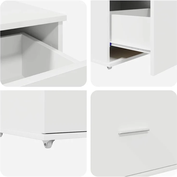 vidaXL Schubladenschrank Mit Rad Weiß 55 x 45 x 31 cm 869306 – Bild 9