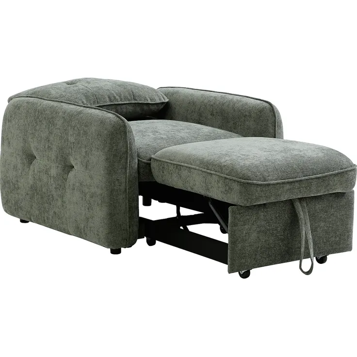 Vente-unique - POBAVA Sessel Stoff Grün - B 97 cm x H 90 cm x L 104 cm – Bild 3