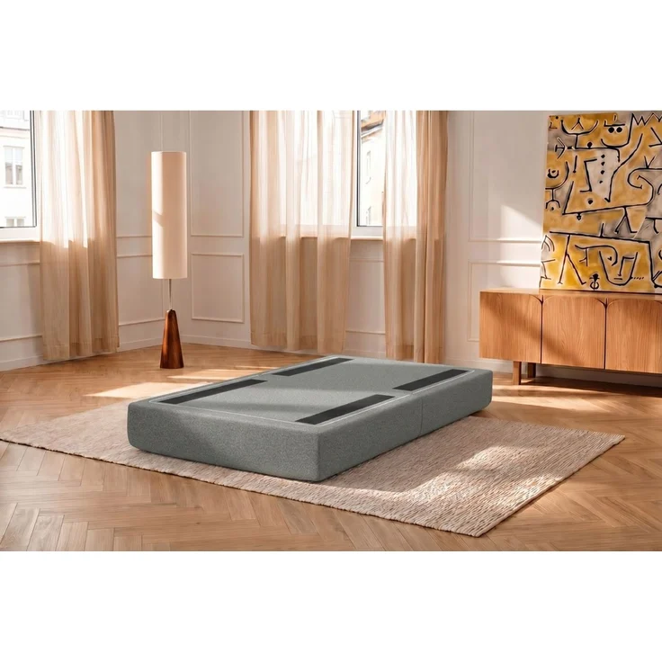Grauer Pouf aus glattem Stoff – Bild 3