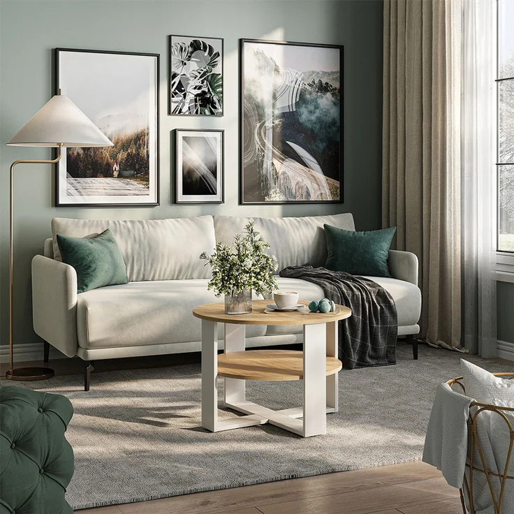 Couchtisch Romeo Weiß/Artisan-Eiche 68 x 68 cm Vicco – Bild 3