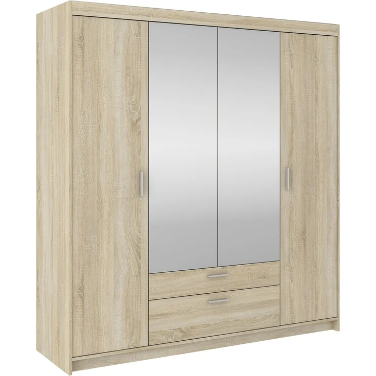 AX LIVING Storicos Kleiderschrank mit Spiegel Sonoma Eiche 4T 176,3 cm – Bild 1