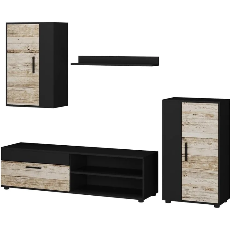 Wohnwand Berno Anthrazit/Beige 4-teiliges Set Vicco – Bild 1