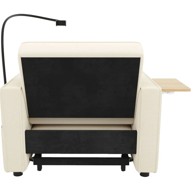 Multifunktionales faltbares Schlafsofa mit USB-Ladeanschluss und Handyhalter, 1-Sitzer Relaxsessel Sofa Bett umwandelbar, platzsparend für Wohnzimmer und Schlafzimmer, Cord Stoff, Beige – Bild 16