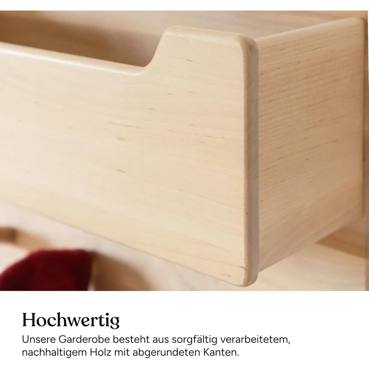 Ehrenkind® Kindergarderobe | Aus robusten Holz | Garderobe Kinder | Groß Weiß Kleiderhaken Kinder | geeignet als Wandregal Kinderzimmer | Kleiderhaken Wand | Kinder Kleiderhaken – Bild 5