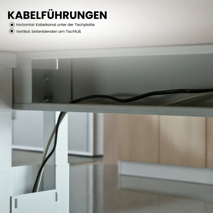 bümö höhenverstellbarer Schreibtisch O-Serie 160x80 cm in Graphit, Gestell in Silber - PC Tisch für's Büro manuell höhenverstellbar, Computertisch verstellbar, OS-16-G-S – Bild 6