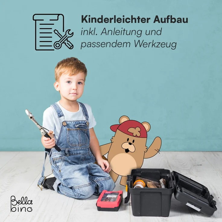 Bellabino 'Aki' 2in1 Wendebank und Tisch, natur unbehandelt, Birke Sperrholz, 3 Sitzhöhenstufen – Bild 8