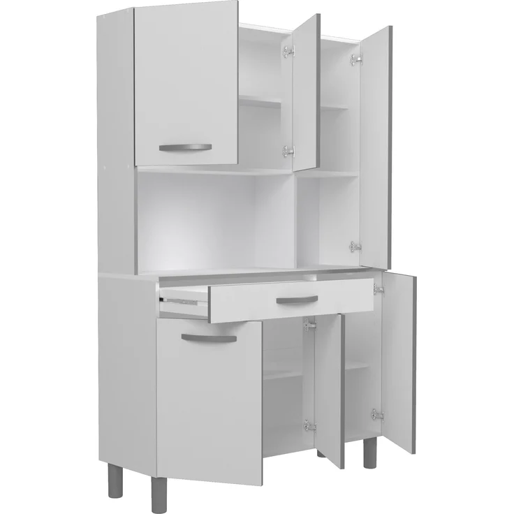 Küchenbuffet >Essential 22< in Weiss / Alu - 120x185x40cm (BxHxT) – Bild 4