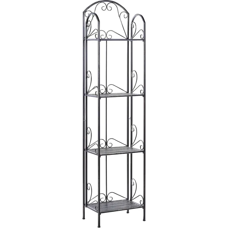 Beliani 'VALDIVIA' Badregal mit 4 Fächern, klappbar, Metall schwar, 40 x 27 x 166 cm