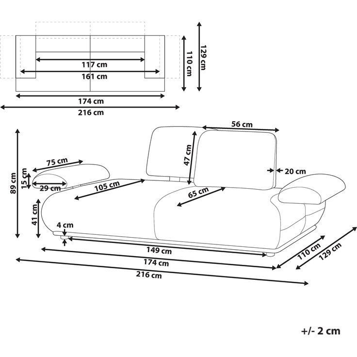 Sofa 2-Sitzer NACKA Braun – Bild 2