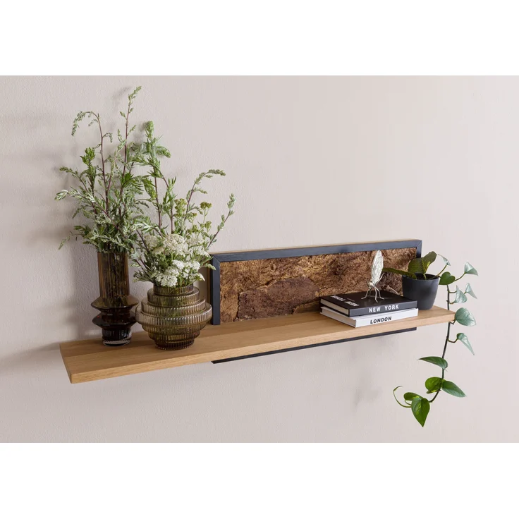 Wandregal Wildeiche 113x23x28 natur geölt LINDAU #05 – Bild 2