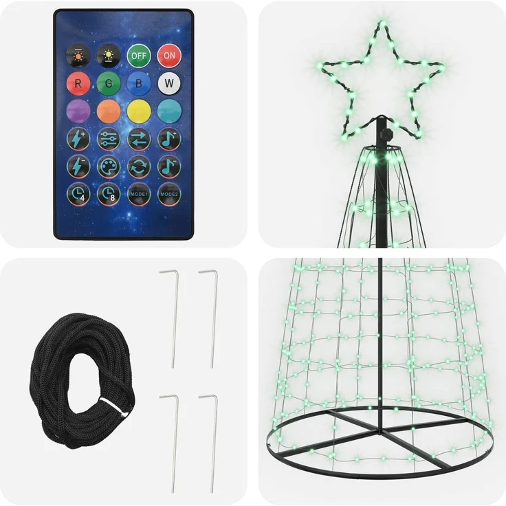 vidaXL LED-Weihnachtsbaum EKENAS 300 cm 390 LEDs RGB Stahl RGB 42050823 – Bild 4