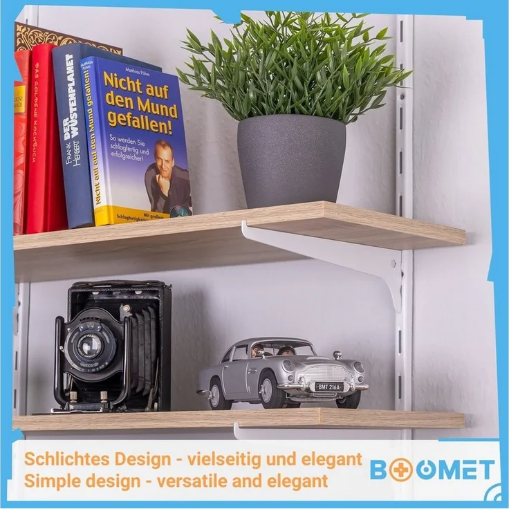 BOOMET Wandregalhalter Regalträger 1-reihig für Wandschienen, 0,2 10-tlg, Regalsystem Anthrazit 25cm Wandregalhalter Regalwinkel – Bild 3