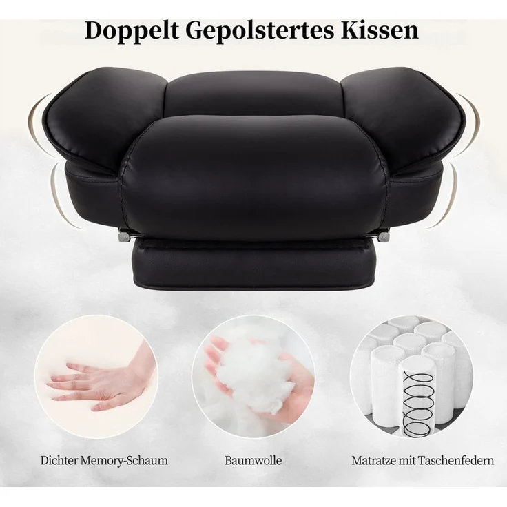 Intimate WM Heart Chefsessel Ergonomischer Bürostuhl, Höhenverstellbar Schreibtischstuhl (Gaming Stuhl mit dickem Kissen), PU-Leder Drehstuhl mit Kopfstützte und Fußstütze – Bild 4