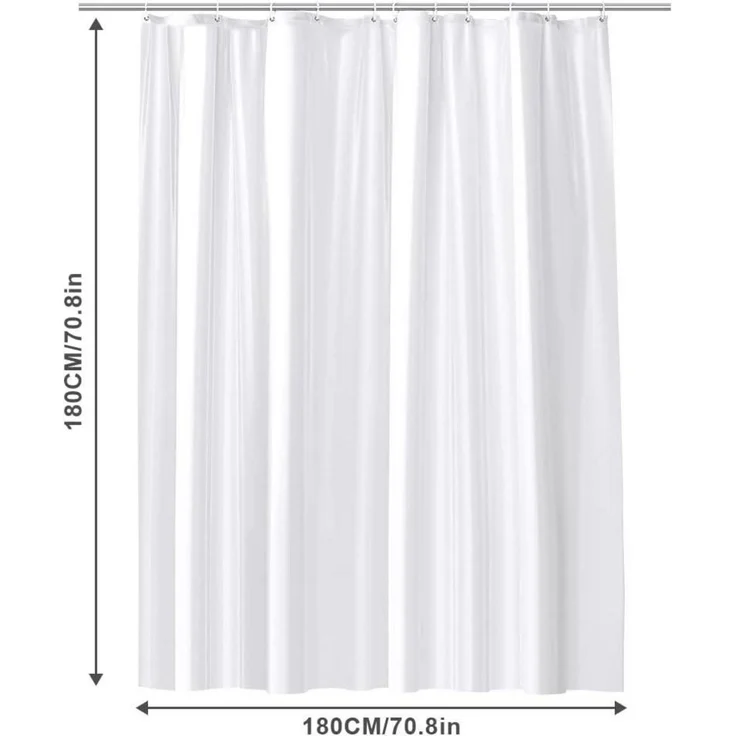 Duschvorhang Anti-schimmel Wasserdicht PEVA 180x180 cm Weiß 12 Ringe – Bild 2