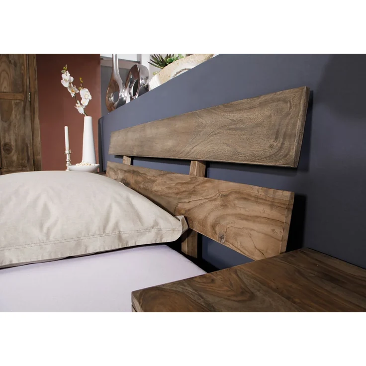 Bett Sheesham 160x20x75 grau geölt NATURE GREY #211 – Bild 3