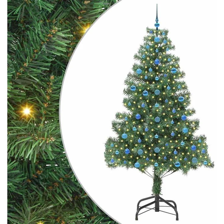 vidaXL Weihnachtsbaum mit LED-Beleuchtung Grün 210 cm PVC und Stahl 3396396 – Bild 2