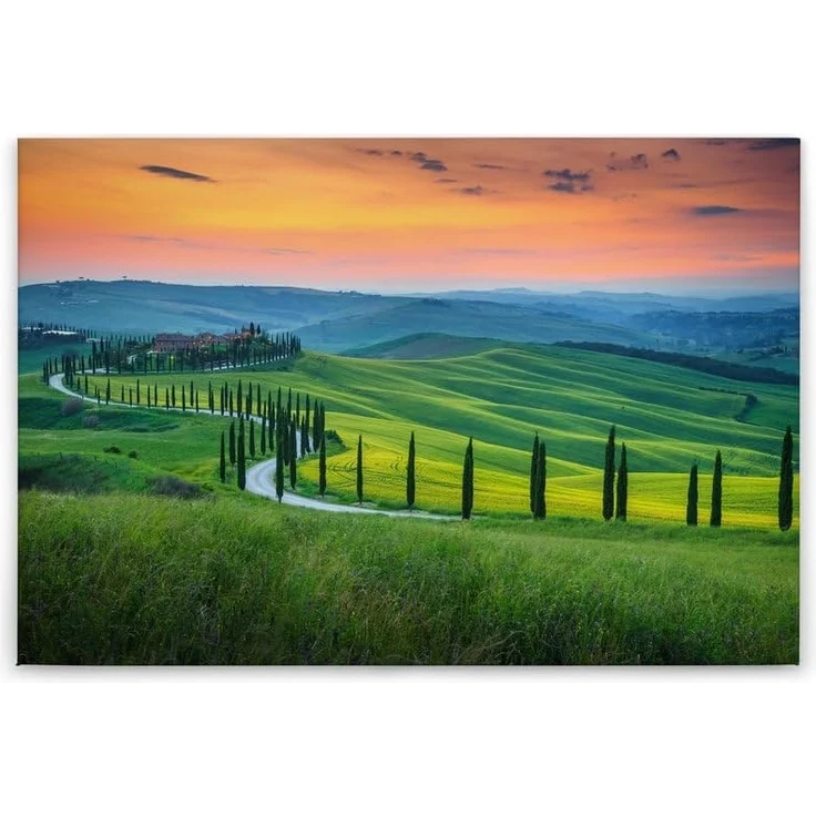 Leinwandbild Landschaft Toskana Grün Orange 90x60 DD120312 Keilrahmen Wandbild – Bild 7