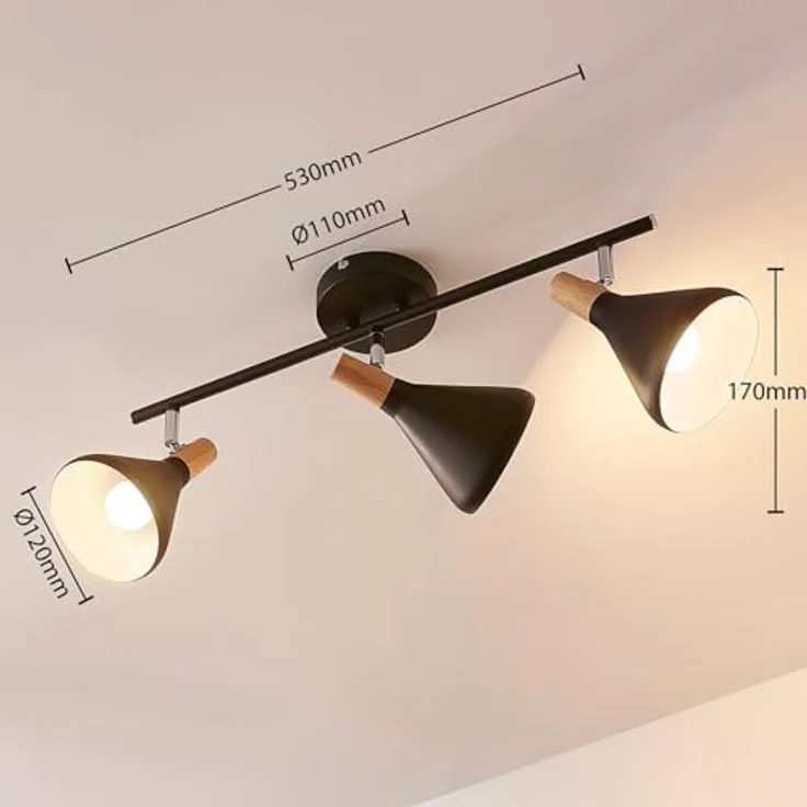 Lindby Strahler Arina, 3-flammige Deckenlampe in Schwarz aus Metall mit E14-Fassungen, modernes Design für Schlafzimmer und Wohnzimmer – Bild 4
