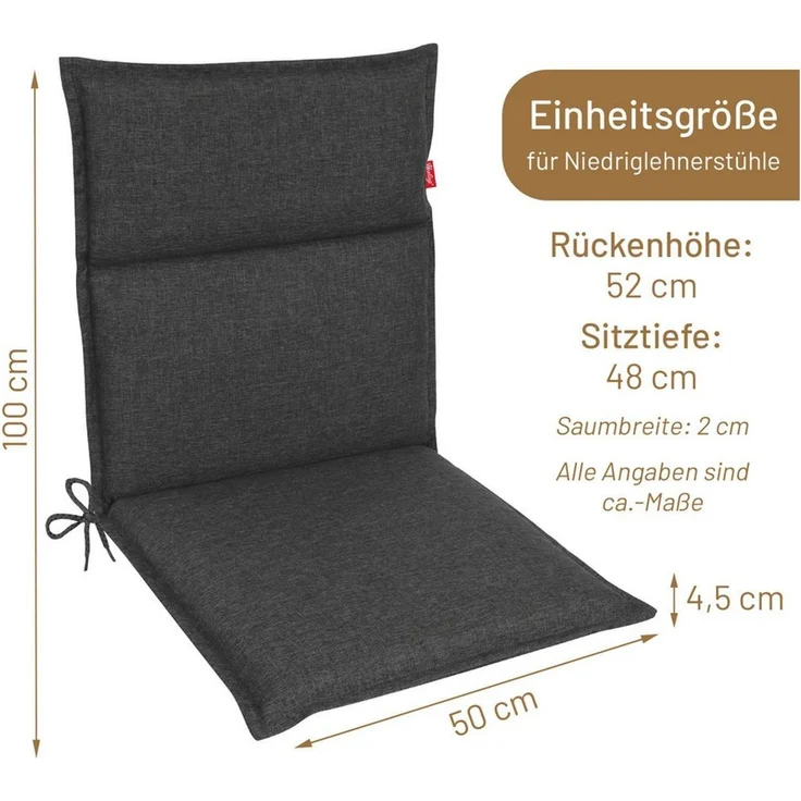 Herlag Polsterauflage Bea, (1 St), Gartenstuhlauflage Niedriglehner Wasserabweisend UV-Schutz – Bild 2