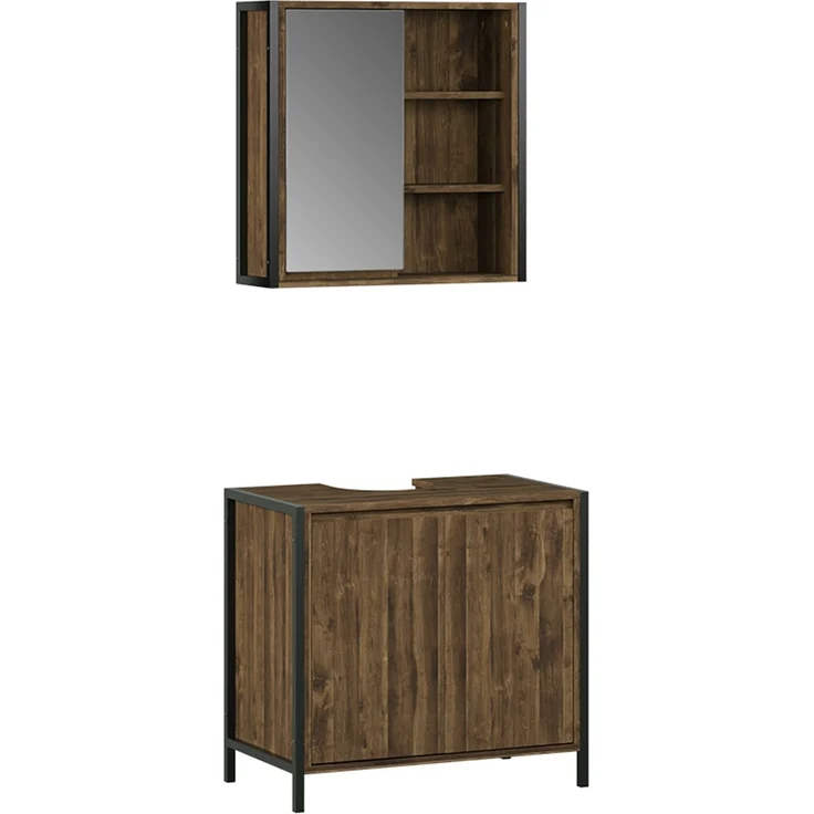 Badmöbel-Set Naola Eiche/Schwarz 2-teilig Vicco – Bild 1