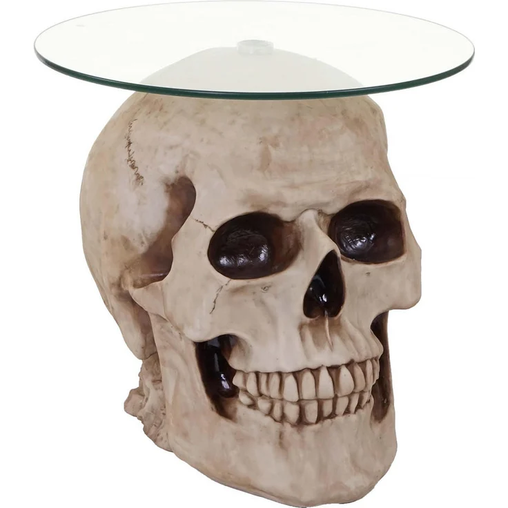 MCW Beistelltisch Totenkopf, Beige, Polyresin, stabiler Stand, 55x52x55 cm, Wohnzimmertisch