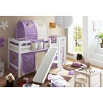 Ticaa 'Tino' Halbhochbett weiß, inkl. Vorhang lila