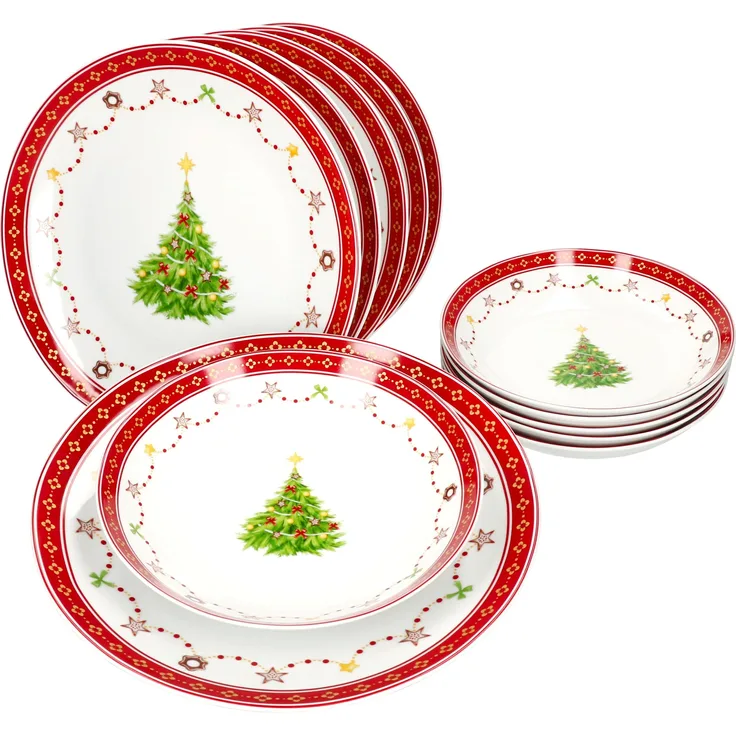 12tlg Tafelservice Weihnachtstraum 6 Personen Essteller Suppenteller Weihnachten