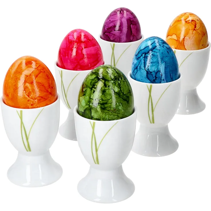 6er Set Bali Eierbecher 6 Personen grüne Grashalme - 6 x Eierbecher
