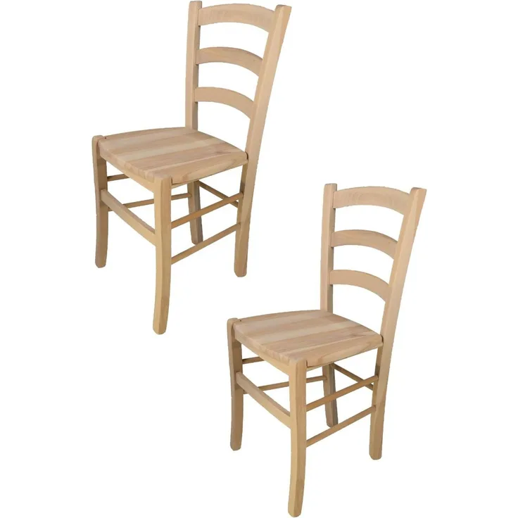 Tommychairs - 2er Set Stühle Venezia für Küche und Esszimmer, robuste Struktur aus poliertem Buchenholz, unbehandelt und 100% natürlich, Sitzfläche aus poliertem Holz