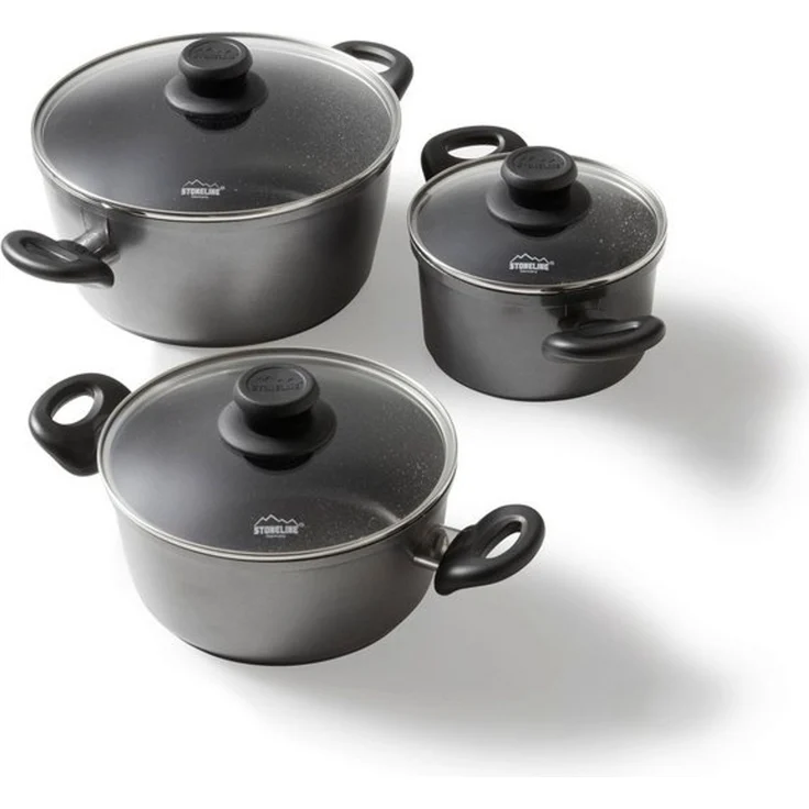 STONELINE Topf-Set, Aluminiumguss (6-tlg), mit echten Steinpartikeln, induktionsgeeignet, Designed in Germany – Bild 4