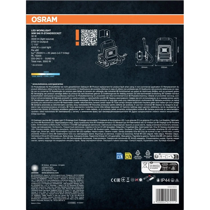 Osram LED Baustrahler Worklight 30 W kaltweiß dunkelgrau – Bild 3