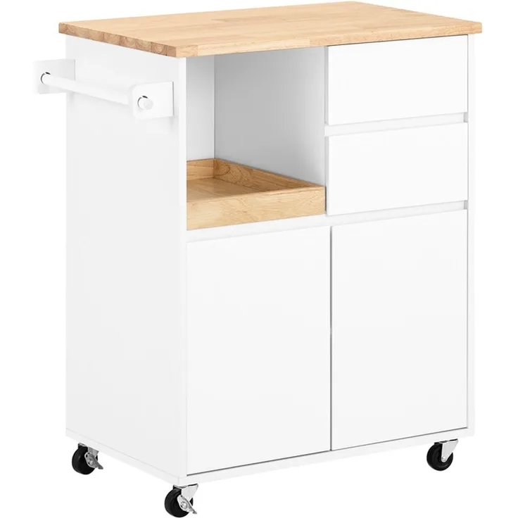 SoBuy FKW123-WN Küchenwagen, MDF, Lackiert, Weiß, 72 x 84 x 42 cm