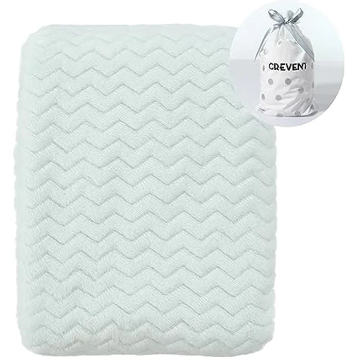 CREVENT 75X100cm Leichte, gemütliche, Flauschige, warme Fleece-Kinderwagendecke für Mädchen, Kleinkind, Kinderbett, Kinderwagen (Wave Avocado Green) – Bild 2