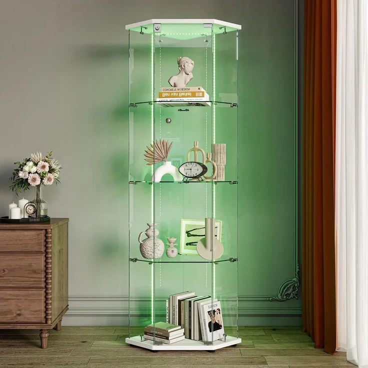 Glasvitrine Standvitrine mit LED Holz 4 Etagen – Bild 1