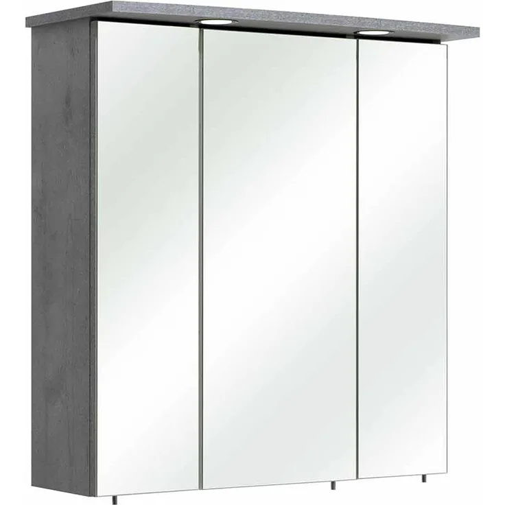 Spiegelschrank Hamm / Bacoli I, Glas, Holzwerkstoff, Metall, Grau, Verspiegelt, 65 x 72 x 20 cm