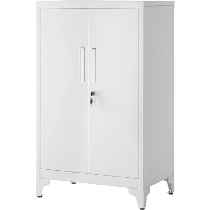 Songmics Aktenschrank, mit 2 Türen, abschließbar, Stahl mattgrau, 90 x 40 x 60 cm – Bild 2
