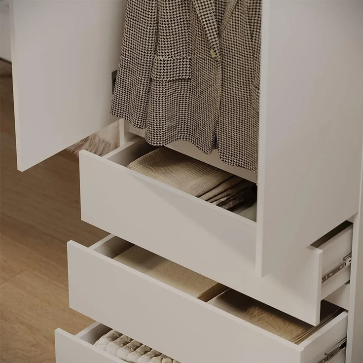 Kleiderschrank Claus Weiß 74 x 191.5 cm mit 4 Schubladen Vicco – Bild 4