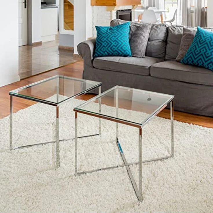 HOOZ Tischplatte aus Glas 60 x 60 x 0,6 cm oder als Funkenschutzplatte für den Kamin (Klarglas, 1 St, ESG-Sicherheitsglas), mit hochwertigem Facettenschliff – Bild 5