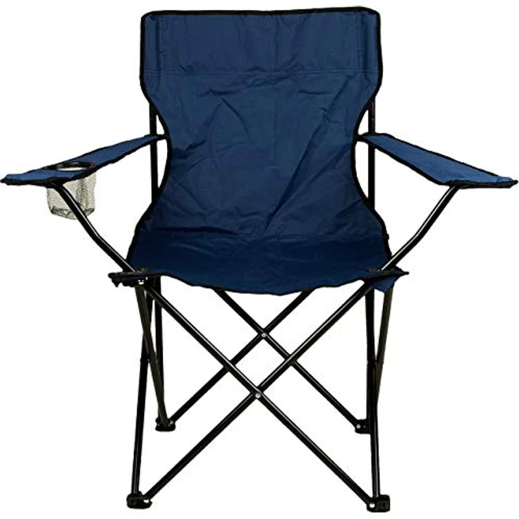 Nexos Angelstuhl Anglerstuhl Faltstuhl Campingstuhl Klappstuhl mit Armlehne und Getränkehalter praktisch robust leicht blau – Bild 3