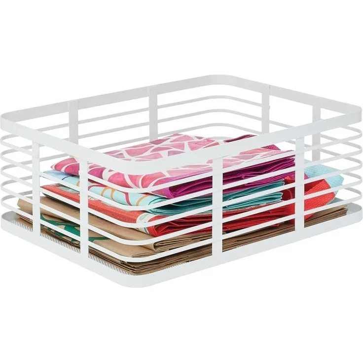 mDesign Drahtkorb Gitterbox Aufbewahrung Organizer 6er Set Metall Weiß – Bild 8