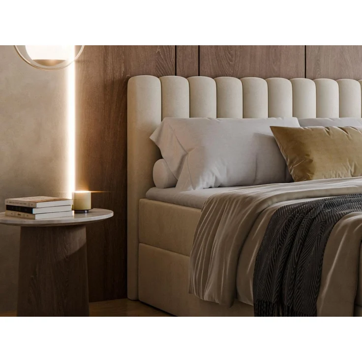 Compleo Boxspringbett INES aus Samt mit Matratze, Stauraum und gepolstertem Kopfteil (120x200 140x200 160x200 180x200 200x200) – Bild 3